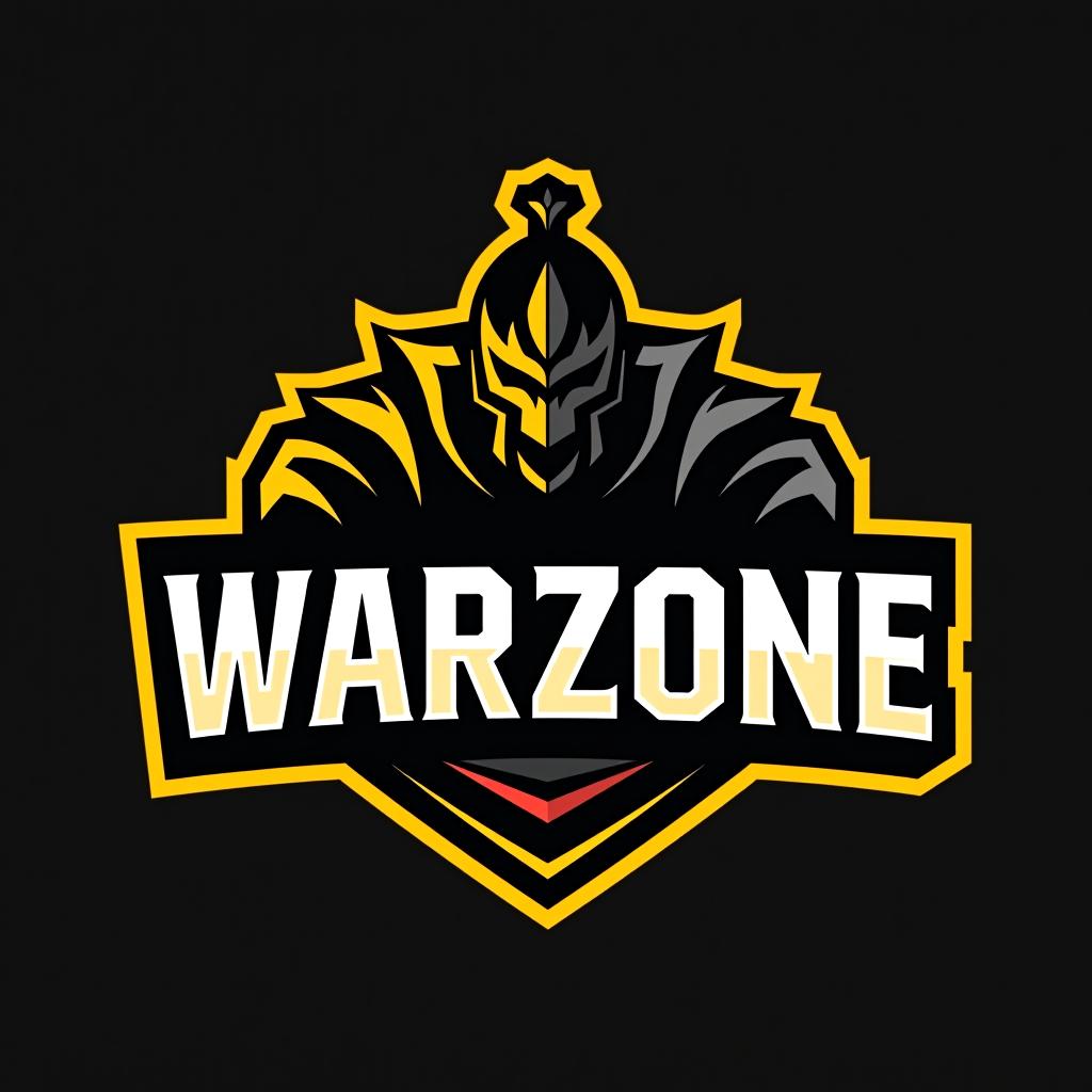  design a logo, esports logo, warrior theme, with text ‘warzone’, black and yellow color