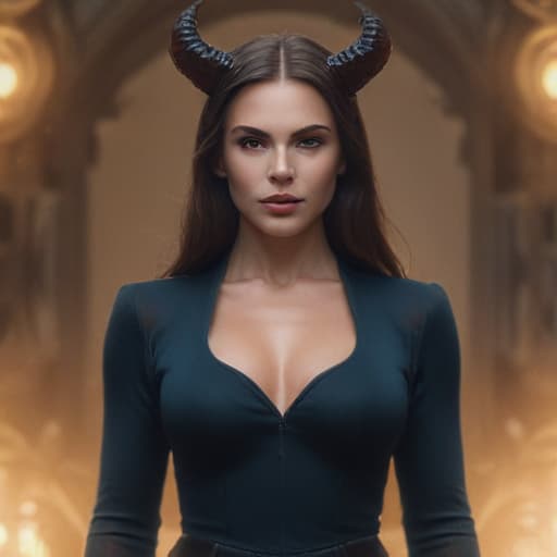 an ultra realistic photo of beautiful woman, and Demon milf with cum symmetrical balance, in-frame hyperrealistic, full body, detailed clothing, highly detailed, cinematic lighting, stunningly beautiful, intricate, sharp focus, f/1. 8, 85mm, (centered image composition), (professionally color graded), ((bright soft diffused light)), volumetric fog, trending on instagram, trending on tumblr, HDR 4K, 8K