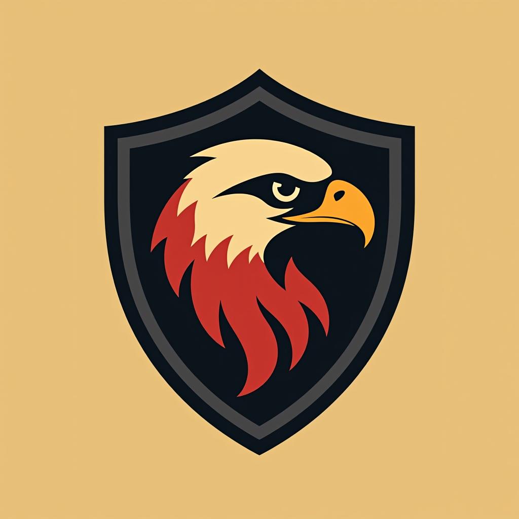  design a logo, create an emblem logo using an eagle’s eye and a shield, emphasizing the company’s focus on vigilance and protection.