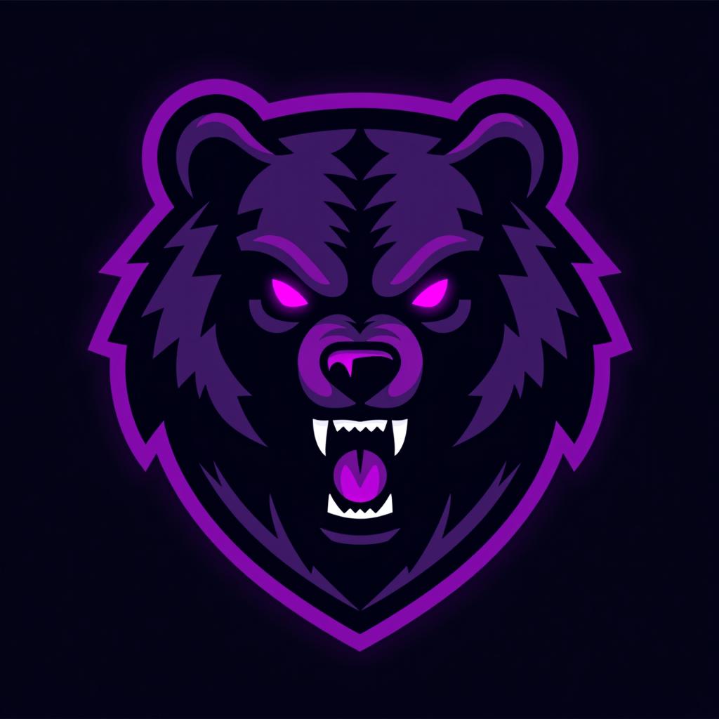  design a logo, esports logo, angry bear, black and purple color