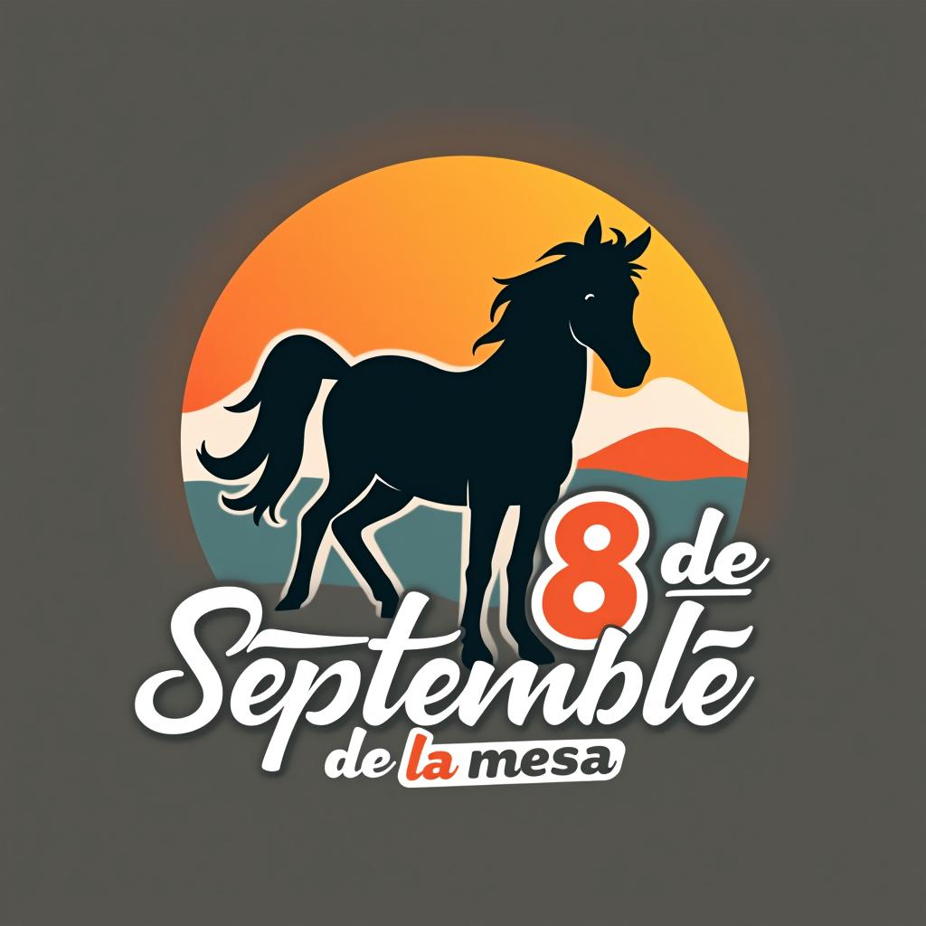  design a logo, caballo, with the text '8 de septiembre de la mesa '.