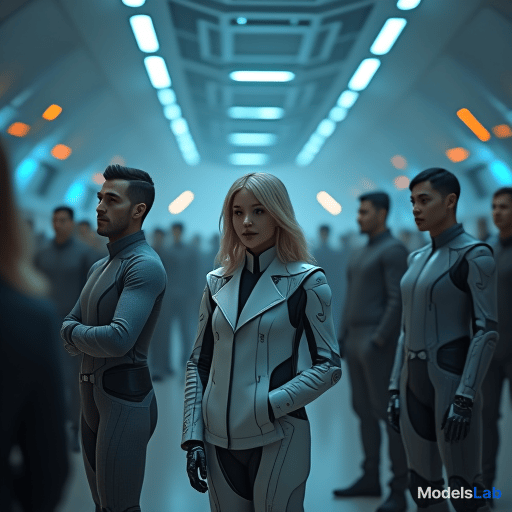  a group of people in a futuristic world, collaborating with advanced ai technology to create innovative solutions for various industries. hyperrealistic, full body, detailed clothing, highly detailed, cinematic lighting, stunningly beautiful, intricate, sharp focus, f/1. 8, 85mm, (centered image composition), (professionally color graded), ((bright soft diffused light)), volumetric fog, trending on instagram, trending on tumblr, HDR 4K, 8K