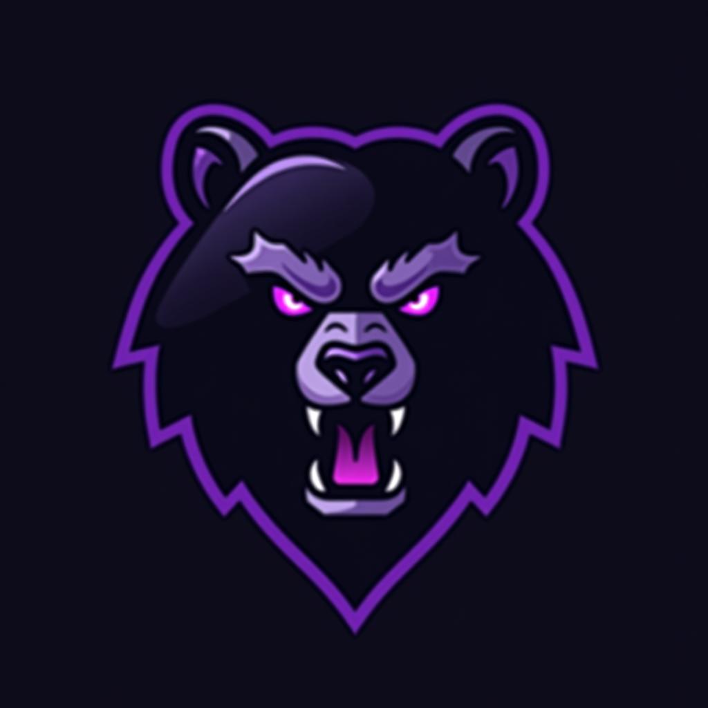  design a logo, esports logo, angry bear, black and purple color