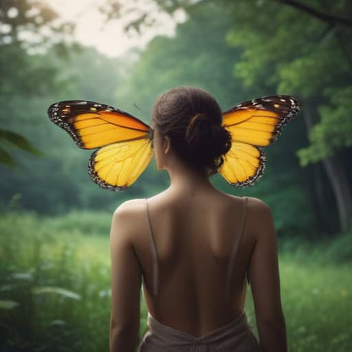 Human butterfly in Cinematic style with Nature background