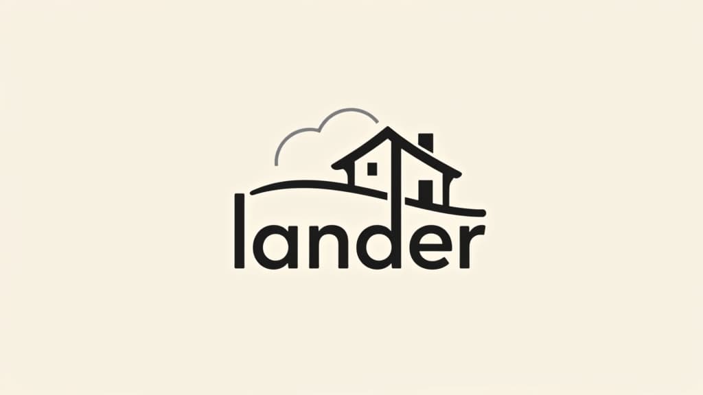  design a logo, minimal line logo in the theme of real estate, with the text ‘lander’