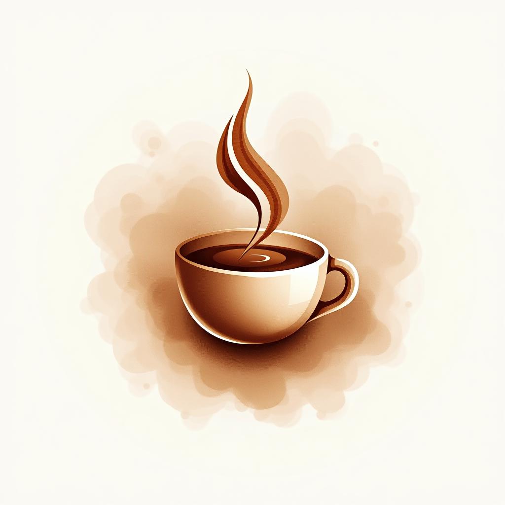  design a logo, watercolor style, logo of a coffee cup, brown gradient colors, white background