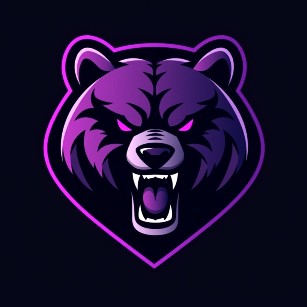  design a logo, esports logo, angry bear, black and purple color