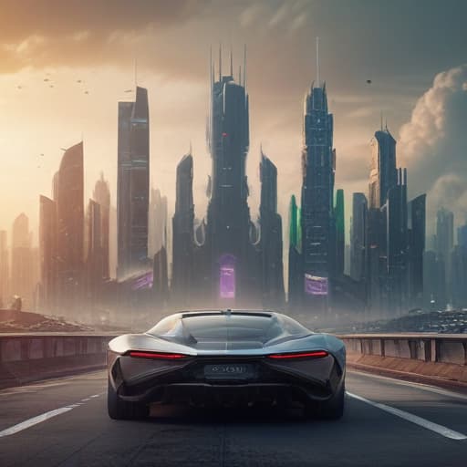 Futuristic design art in Cinematic style with City background