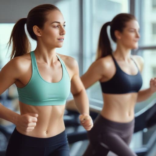 Women running on treadmill in a gym