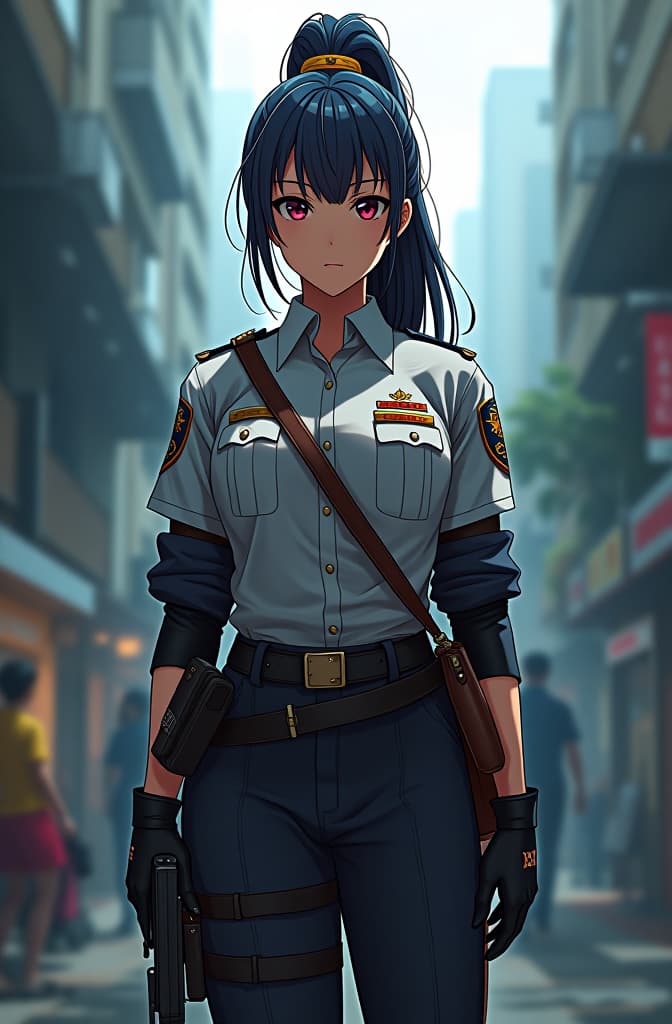  como se ve la polica de venezuela , anime concept art by hayao miyazaki, featured on pixiv, fantasy art, concept art, official art, high detailed hyperrealistic, full body, detailed clothing, highly detailed, cinematic lighting, stunningly beautiful, intricate, sharp focus, f/1. 8, 85mm, (centered image composition), (professionally color graded), ((bright soft diffused light)), volumetric fog, trending on instagram, trending on tumblr, HDR 4K, 8K