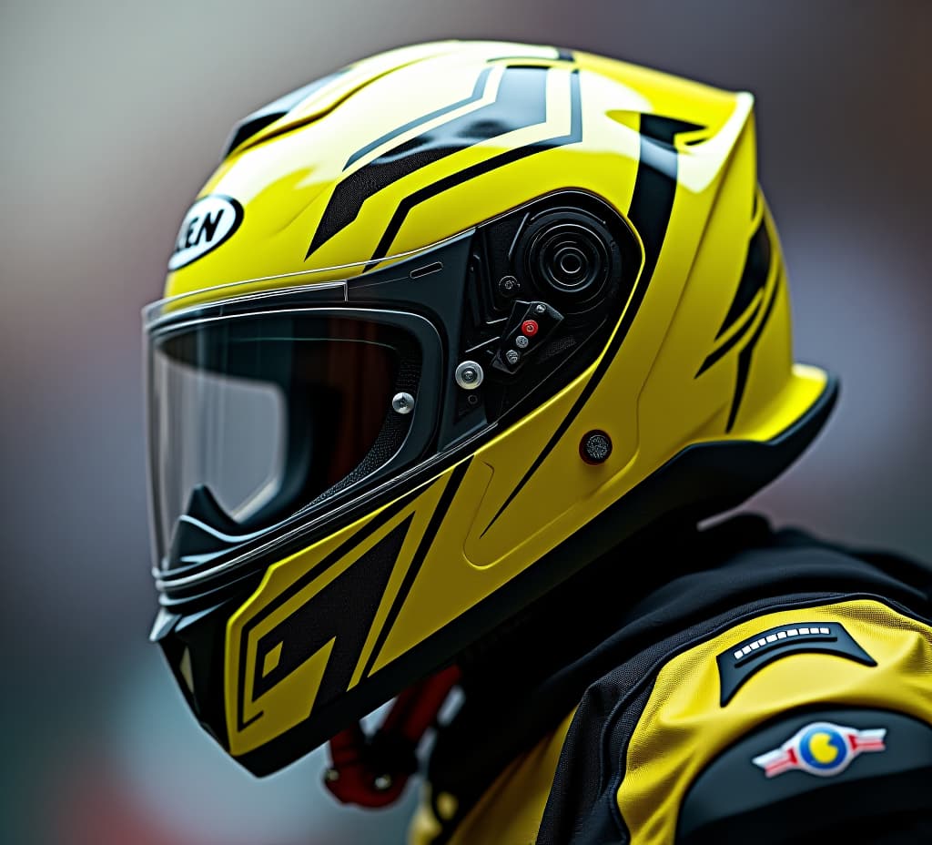  a yellow and black motorcycle helmet