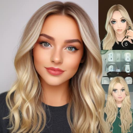 Vanessathe blonde with long hair and green eyes/beauty bar in Cartoon style