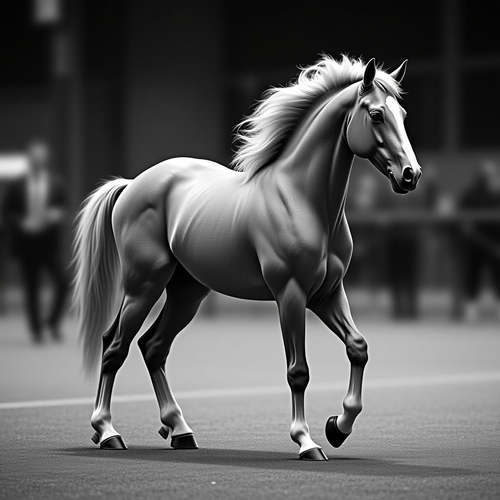  horse exhibition and show, (logo:1.15), black and white, hq, hightly detailed, 4k