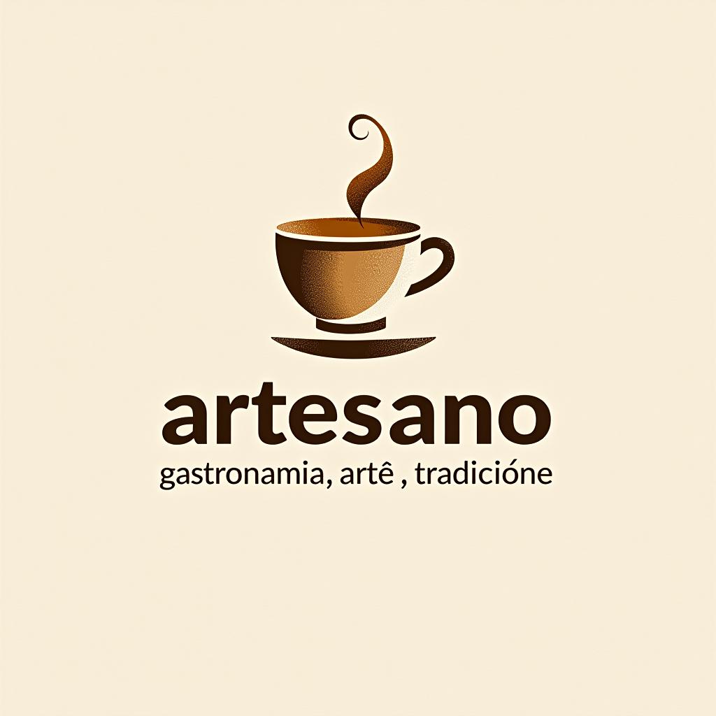  design a logo, in a abstract style. marca “artesano” colores claros tonos cafés minimalista, simple y elegante, with the text 'gastronomía, arte, tradición y legado'.