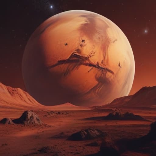 Mars au près de la terre in Cinématographique style with Espace background