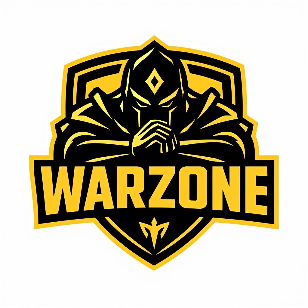  design a logo, esports logo, warrior theme, with text ‘warzone’, black and yellow color