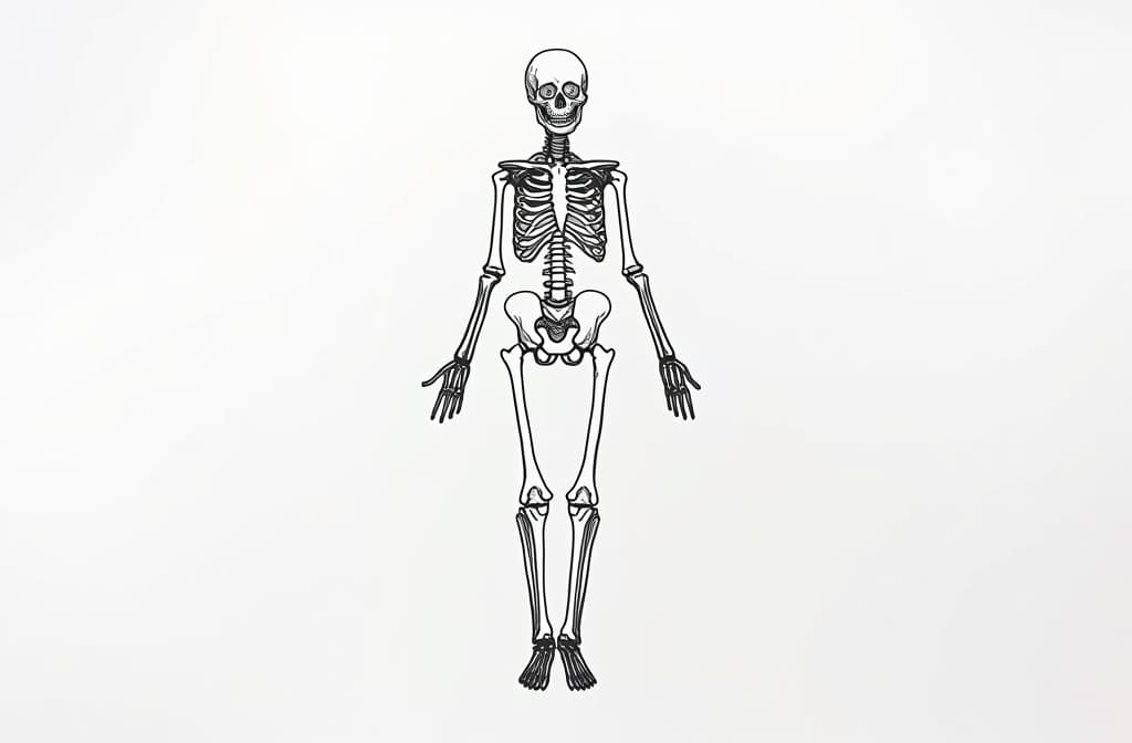  contour, very simple image in one unbroken black ink line, single line of world osteoporosis day. osteoarthritis of human anatomical bones. information poster about diseases of bone system and osteoporosis to prevent loss of bone density ar 3:2 using a single continuous black line ink brushon white background, drawing should be created without lifting the pen, recognizable features of world osteoporosis day. osteoarthritis of human anatomical bones. information poster about diseases of bone system and osteoporosis to prevent loss of bone density ar 3:2 in one unbroken line