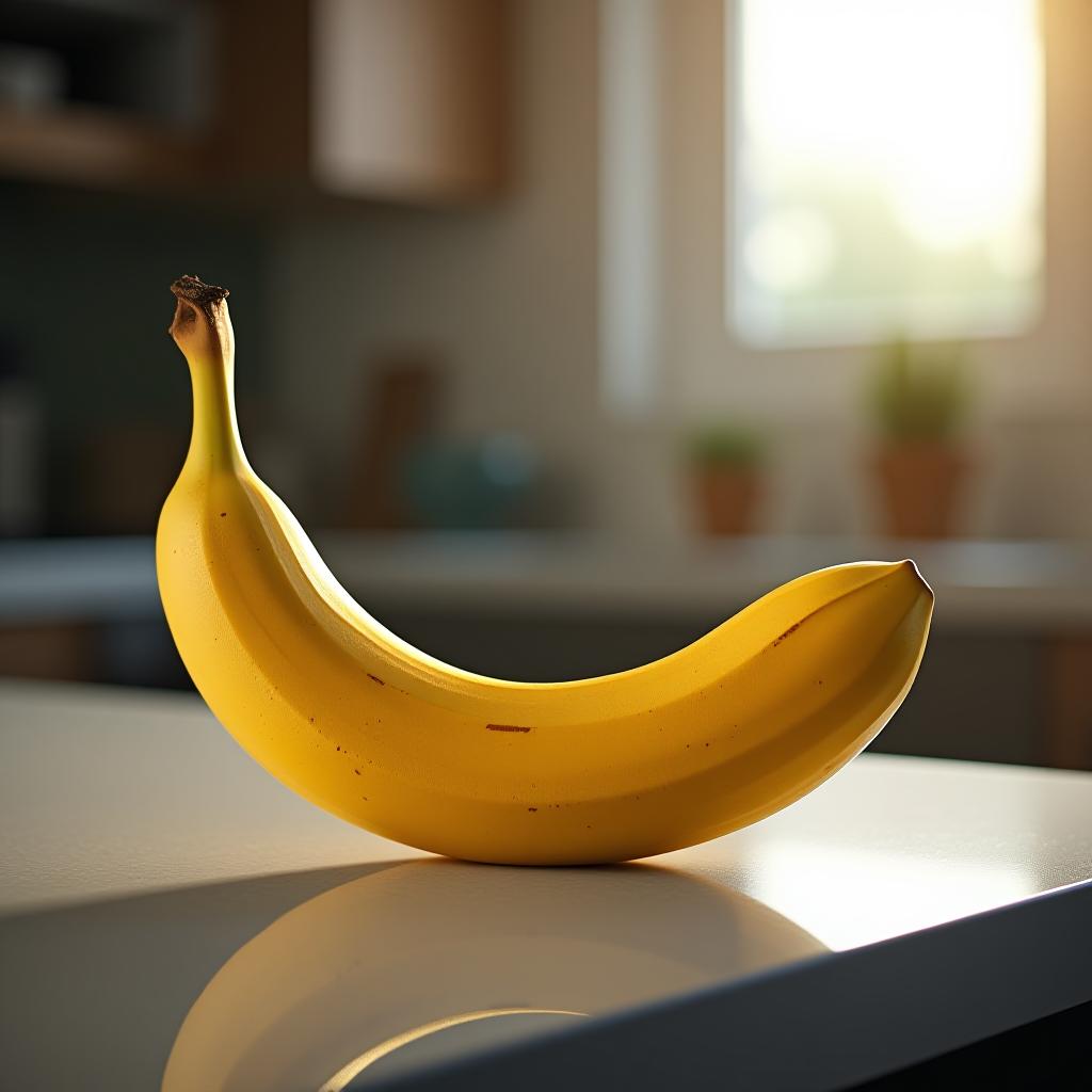  a banana is sitting on a countertop