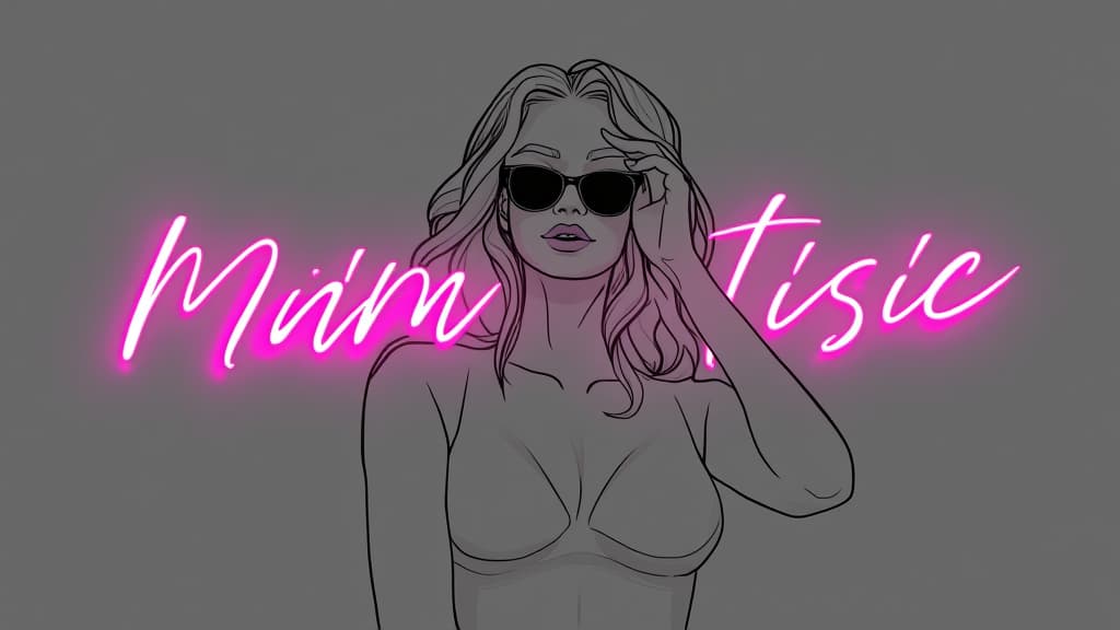  minimalistic line art of hot girl with text "minimalistic art" neon font, smooth lines, monochrome color scheme, centered, clean design, trending on dribbble, high resolution., high quality, high details, hd, perfect composition, 4k epic detailed, highly detailed, sharp focus, high resolution