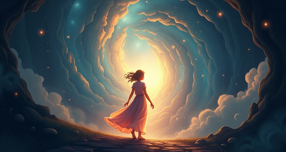  radiant figure, glowing path, welcoming the impact, ethereal surroundings, anticipation and fulfillment.. the style is digital art illustration,highly detailed, whimsical,magical, dreamlike atmosphere, realism and fantasy blend, smooth, glossy textures,luminous quality, wonder and enchantment.