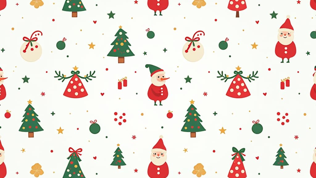  flat illustration, flaticon, (illustration:1.15), seamless pattern christmas on white background ar 16:9, [cory loftis, strobist, pascal campion :: 0.2]