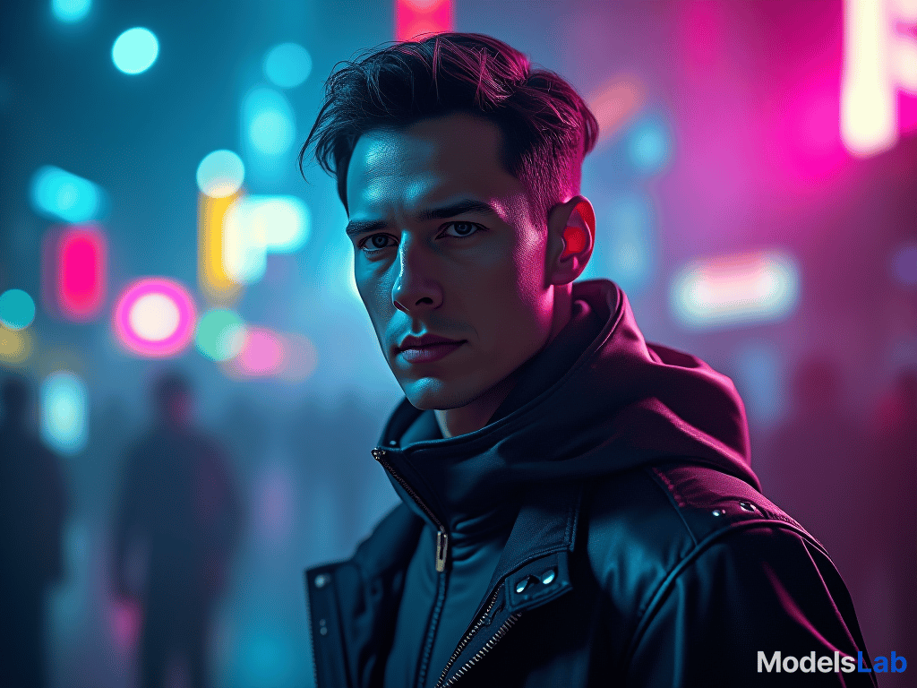  self protrait of elon musk with the background could have a mix of dark and neon colors, blending cool tones like blue, purple, and yellow to create a high tech, dynamic feel. hyperrealistic, full body, detailed clothing, highly detailed, cinematic lighting, stunningly beautiful, intricate, sharp focus, f/1. 8, 85mm, (centered image composition), (professionally color graded), ((bright soft diffused light)), volumetric fog, trending on instagram, trending on tumblr, HDR 4K, 8K