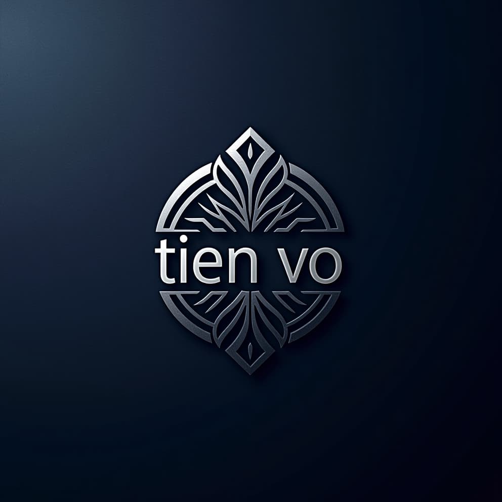  a logo design for a modern, sleek logo design featuring the text "tien vo" in a bold, sans serif font. the logo should be minimal and visually impactful, incorporating subtle geometric patterns or lines. consider using a color palette of dark blue and silver for a professional and sophisticated feel.hyper detail, intricate details, sharp focus, high resolution, 8k, ultra detailed, vib