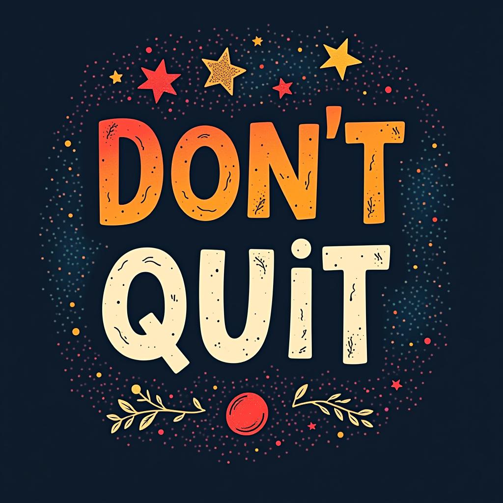  don't quit colorful background (t shirt design motivational quote, illustration ,typography)