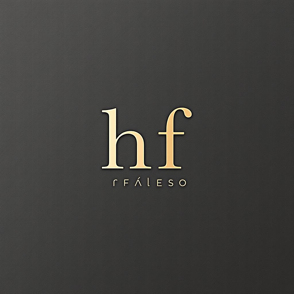  design a logo, logo sofisticada para consultora de imagem, com tipografia elegante e minimalista, que combine expessuras diferentes nas iniciais, fundo neutro com as letras metálicas, com detalhe gráfico minimalista, with the text 'h f'.