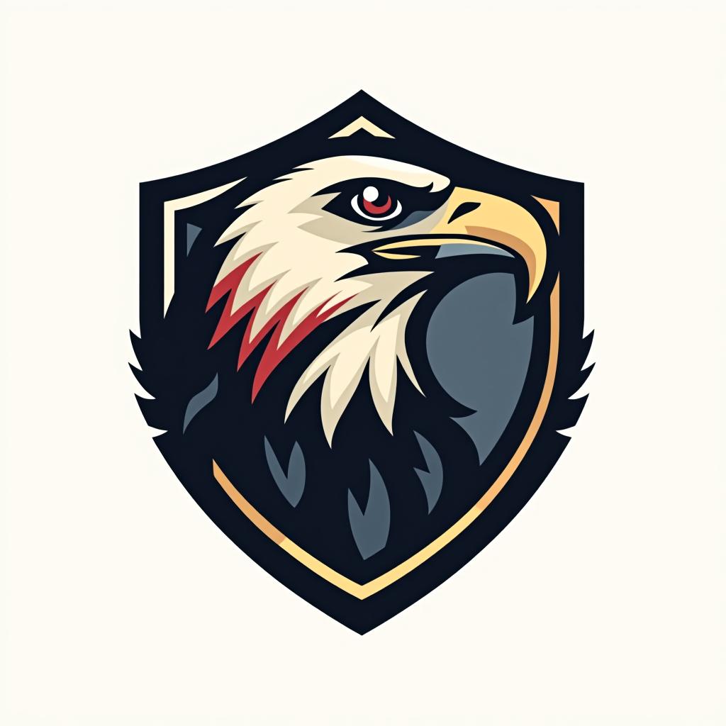  design a logo, create an emblem logo using an eagle’s eye and a shield, emphasizing the company’s focus on vigilance and protection.