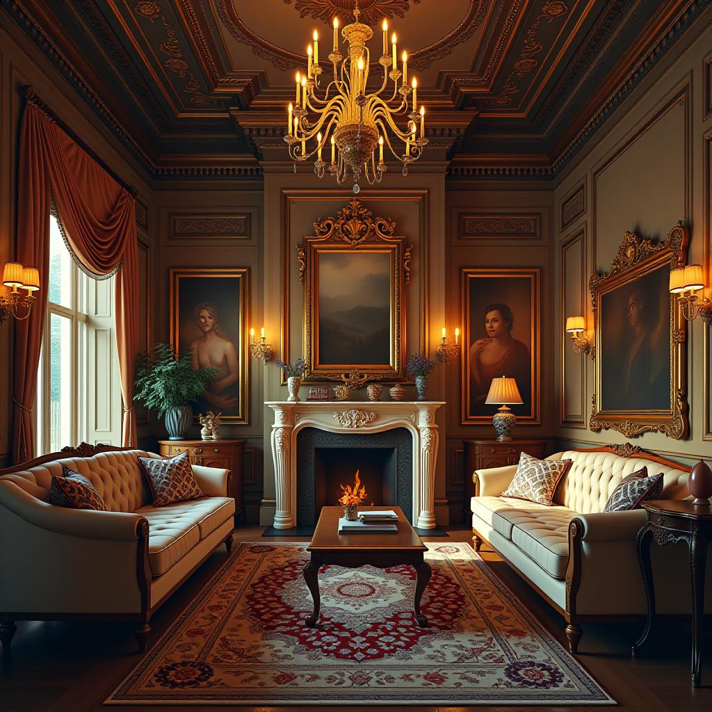  this prompt describes an unedited 8k photograph that captures a scene with sharp focus and hyperrealistic detail. it features a professionally color graded, highly detailed composition with symmetrical balance and intricate, dense furnishings and decorations. the image, taken in raw format, utilizes hdr and is illuminated by bright, soft, diffused light, highlighting its stunning beauty.