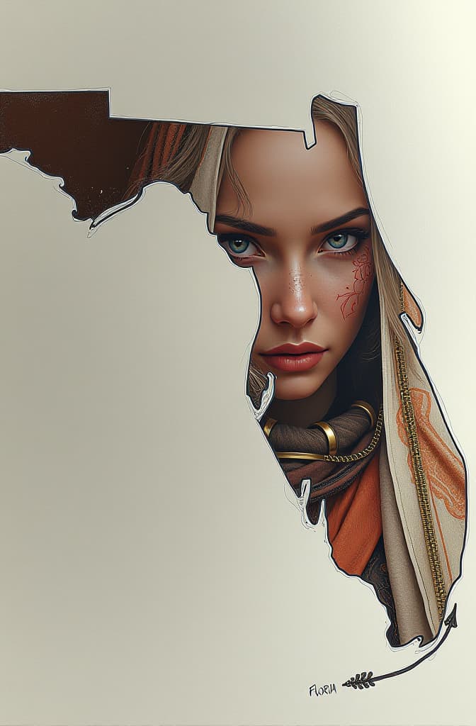  draw a simple outline of florida (omit intricate details for simplicity)., realistic, portrait, art by donato giancola and greg rutkowski, realistic face, digital art, trending on artstation hyperrealistic, full body, detailed clothing, highly detailed, cinematic lighting, stunningly beautiful, intricate, sharp focus, f/1. 8, 85mm, (centered image composition), (professionally color graded), ((bright soft diffused light)), volumetric fog, trending on instagram, trending on tumblr, HDR 4K, 8K