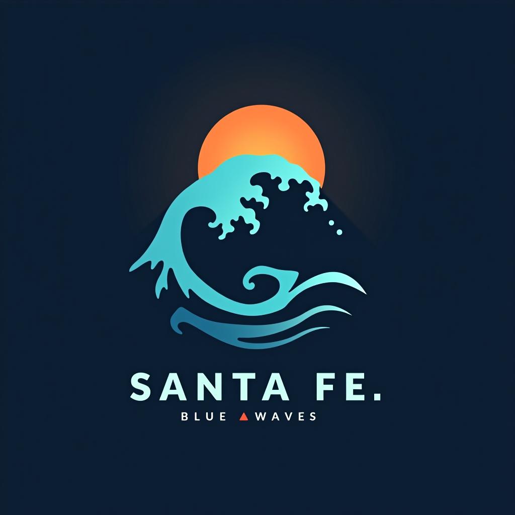  design a logo, earth logo, minimal modern style, with the text 'blue waves in santa fe'.