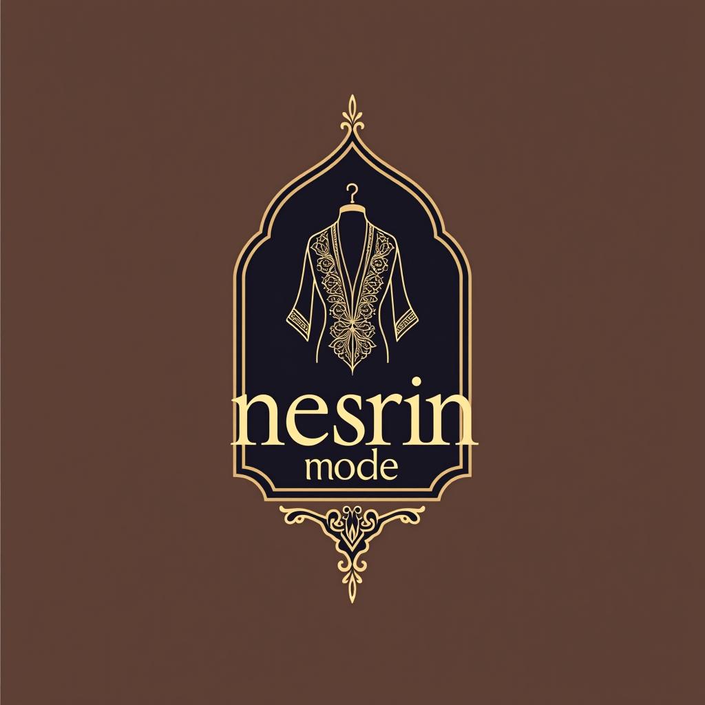  design a logo, in a realism style. erstelle mir ein logo für ein kleider laden elegant aber auffällig mit kleidern orientalisch modern , with the text 'nesrin mode '.