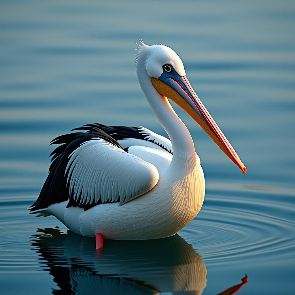  graceful pelican on the water, 4k hyperrealistic photo