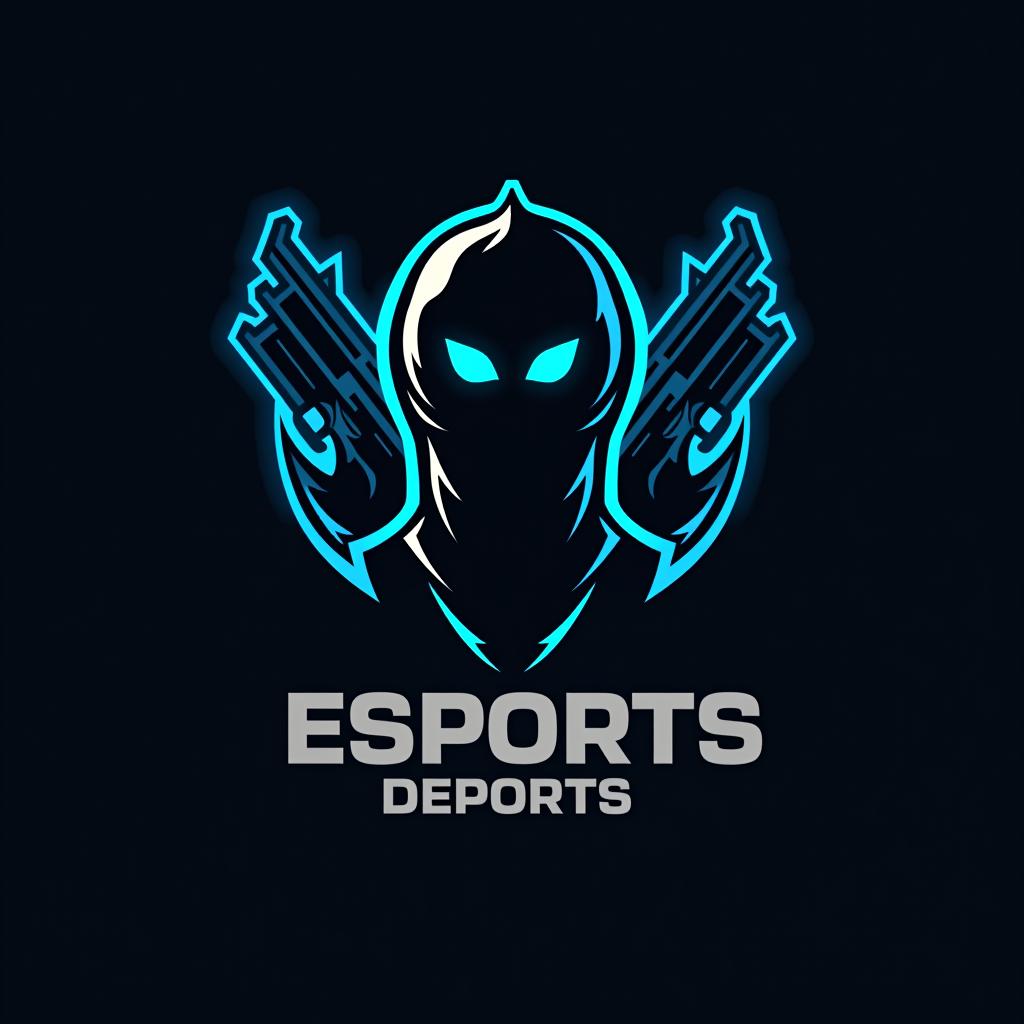  design a logo, esports logo, guns theme, black and blue color