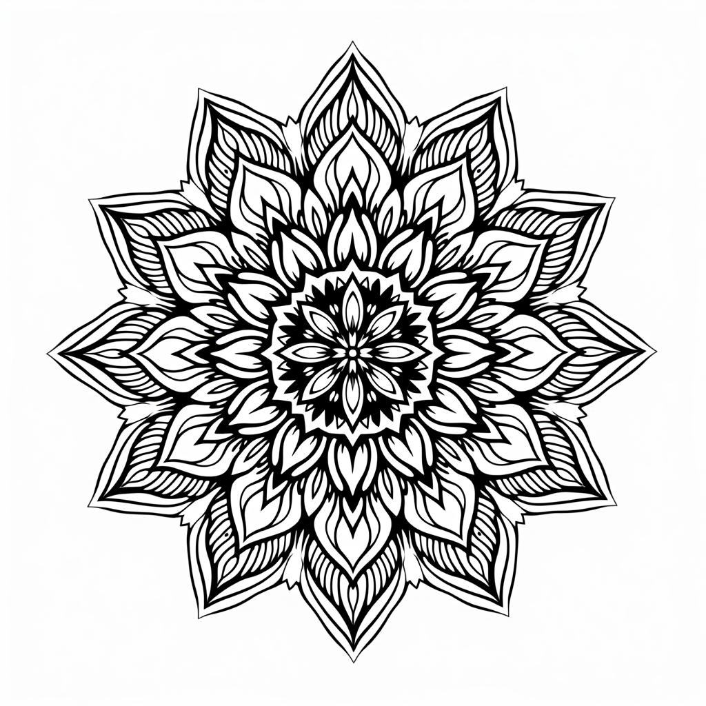  create a tattoo design, traditional mandala with lotus petals, white background