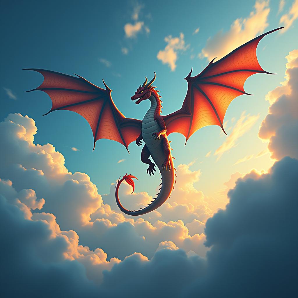  make an image of dragons in the sky