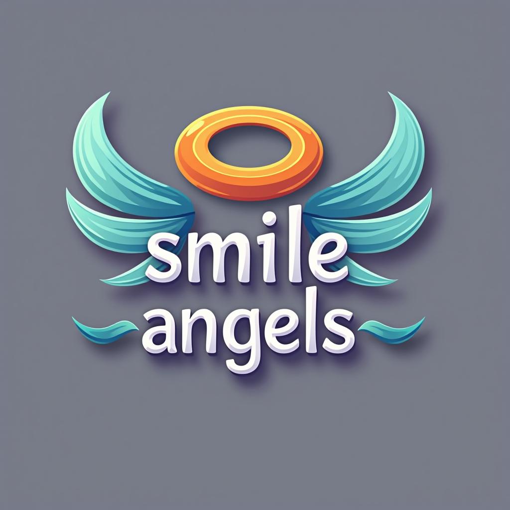  design a logo, in a threedrender style. 水彩スタイル、美しいロゴ、白背景、かっこいい。, with the text 'smile angels'.