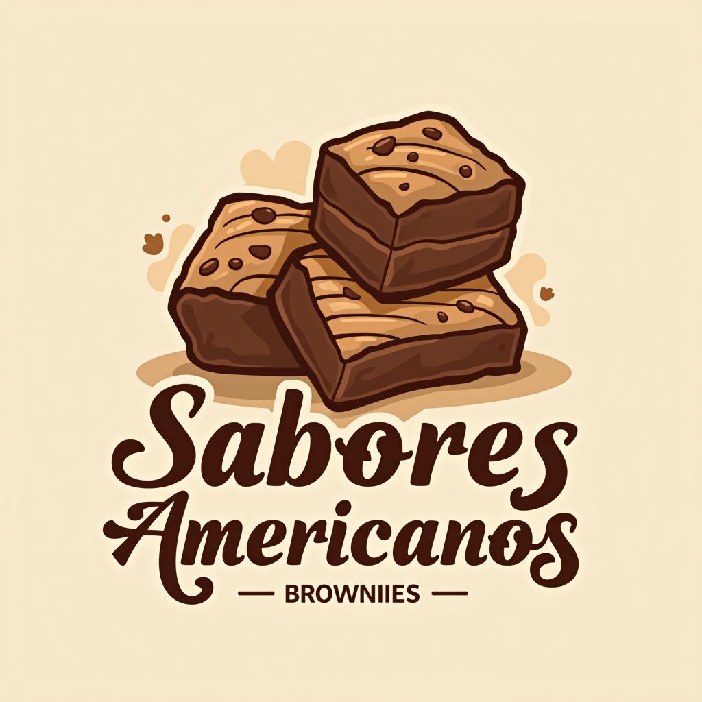  design a logo, debe tener galletas y brownies, with the text 'sabores americanos'.