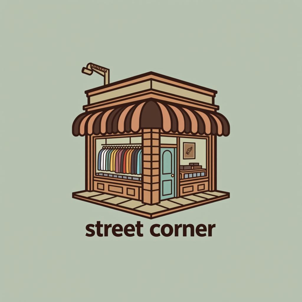  design a logo, tienda de ropa en una esquina , with the text 'street corner'.