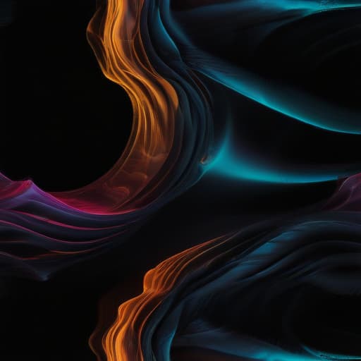 generate abstract image with black background and two colored waves