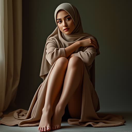  a beautiful hijabi woman showing pusssy in legs, hot hyperrealistic, full body, detailed clothing, highly detailed, cinematic lighting, stunningly beautiful, intricate, sharp focus, f/1. 8, 85mm, (centered image composition), (professionally color graded), ((bright soft diffused light)), volumetric fog, trending on instagram, trending on tumblr, HDR 4K, 8K