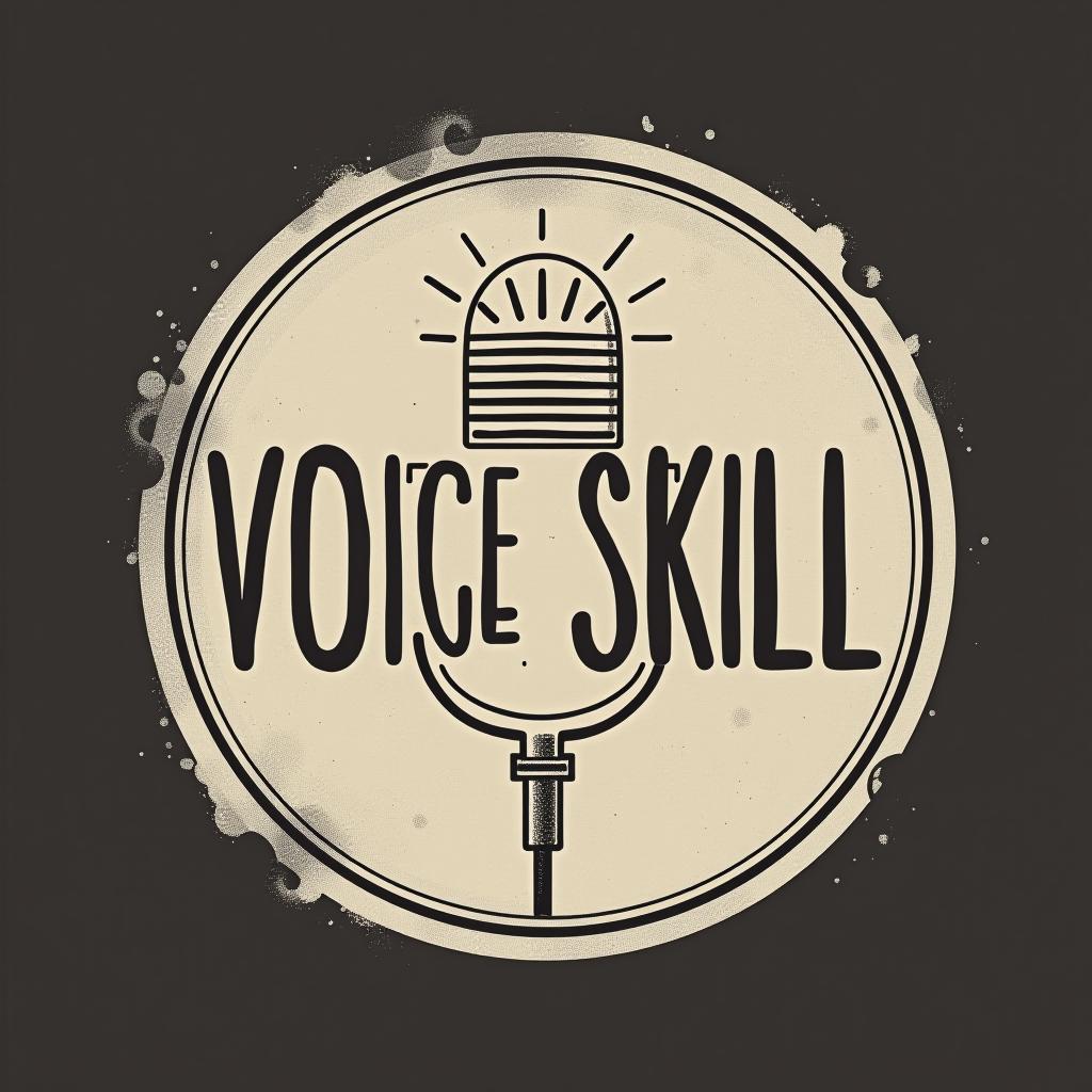  logo for a vocal studio called voiceskill, featuring themes of freedom, vocal lessons, music, singing, and minimalism.