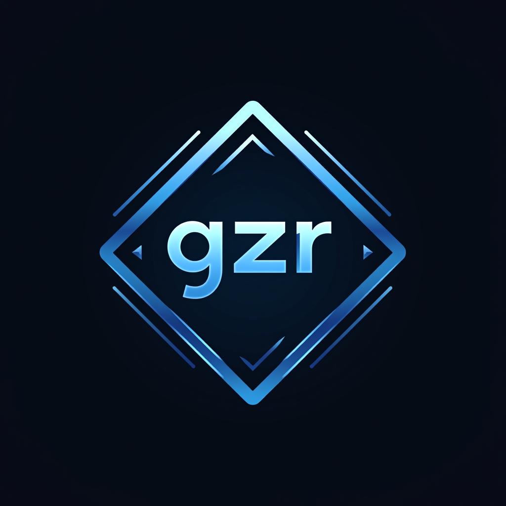  design a logo, esports logo, guns theme, black and blue color, diamond, with the text 'gzr'.