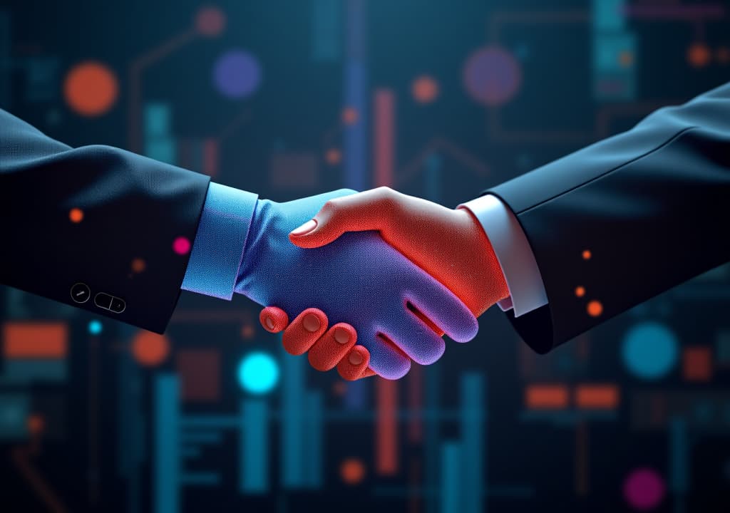  handshake in digital futuristic style. the concept of partnership