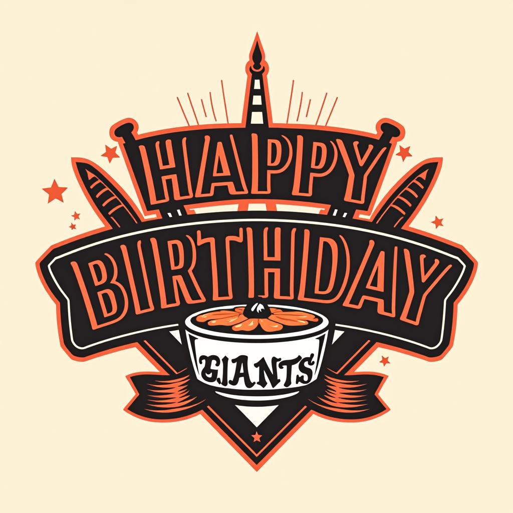  design a logo, idea con la imagen de san francisco giants que diga happy birthday