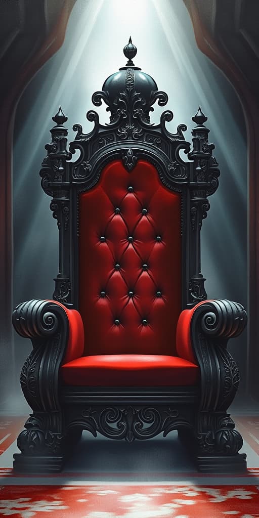  gothic throne, red velvet cushions, shadowy corners, watercolor style, high quality, high details, hd, perfect composition, 4k epic detailed, highly detailed, sharp focus, high resolution