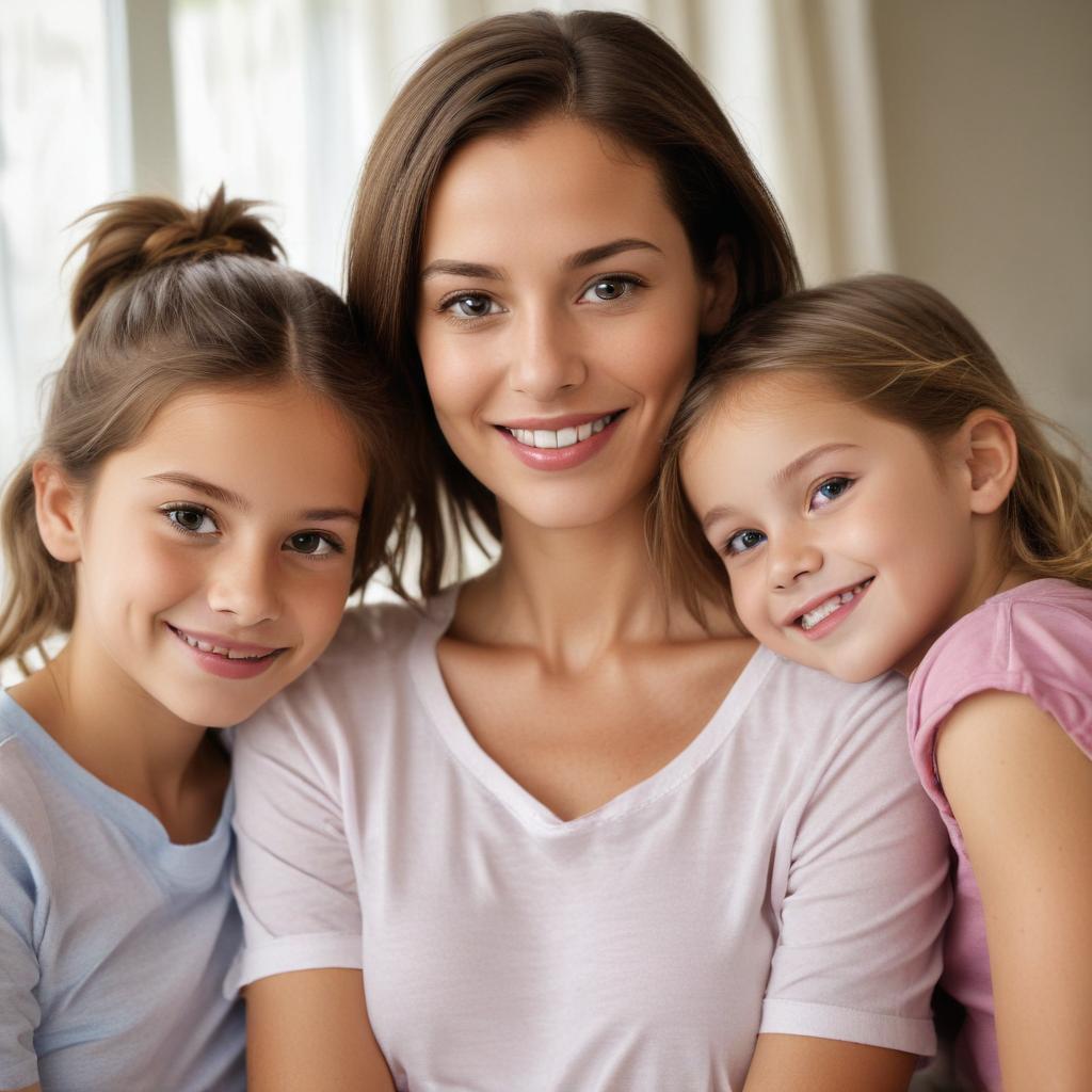 woman with 8 year old daughter and 13 year old daughter