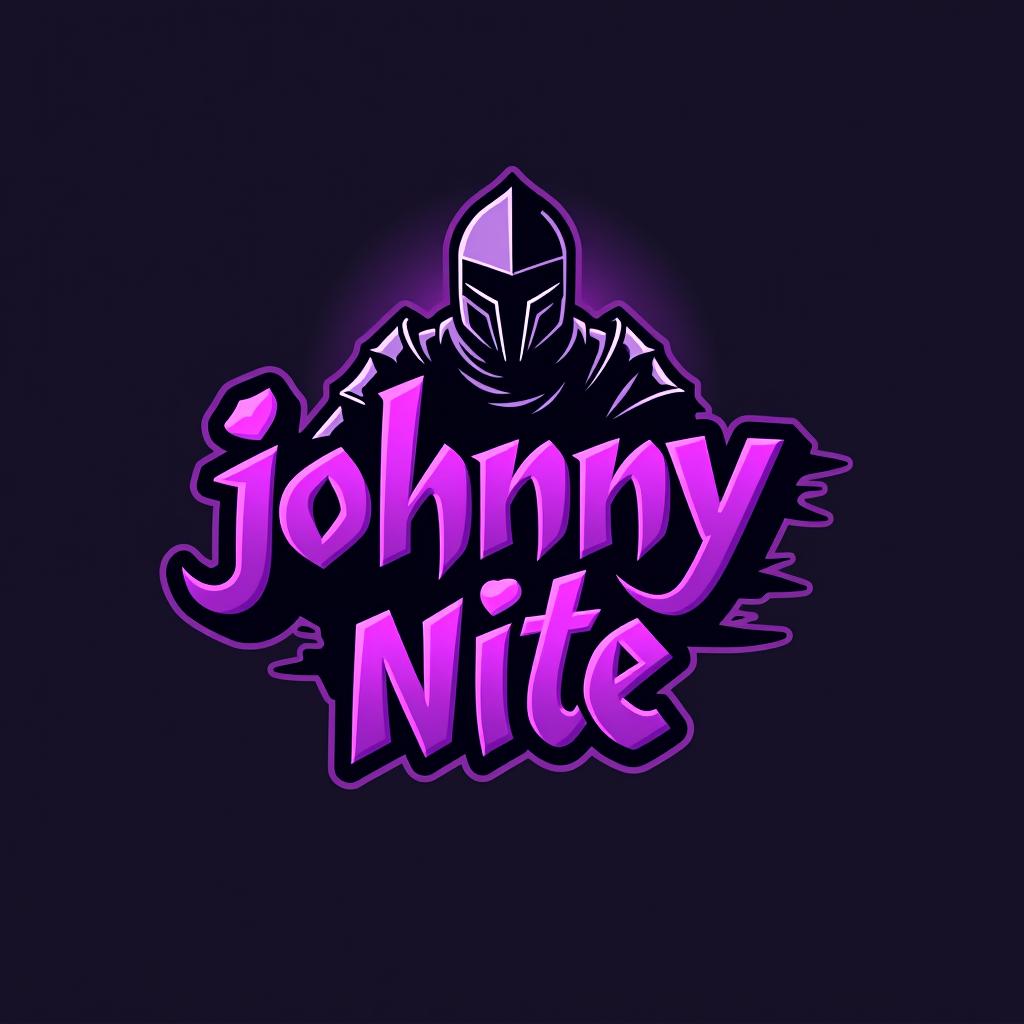  design a logo, knight graffiti purple and black, with the text 'johnny nite'.